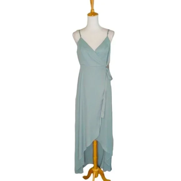 Show Me Your MuMu | Dresses | Show Me Your Mumu Mariah Wrap Bridesmaid Maxi  Dress In Silver Sage Crisp Xl | Poshmark